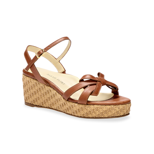 Mirjana Wedge 50 in Saddle Vachetta And Raffia