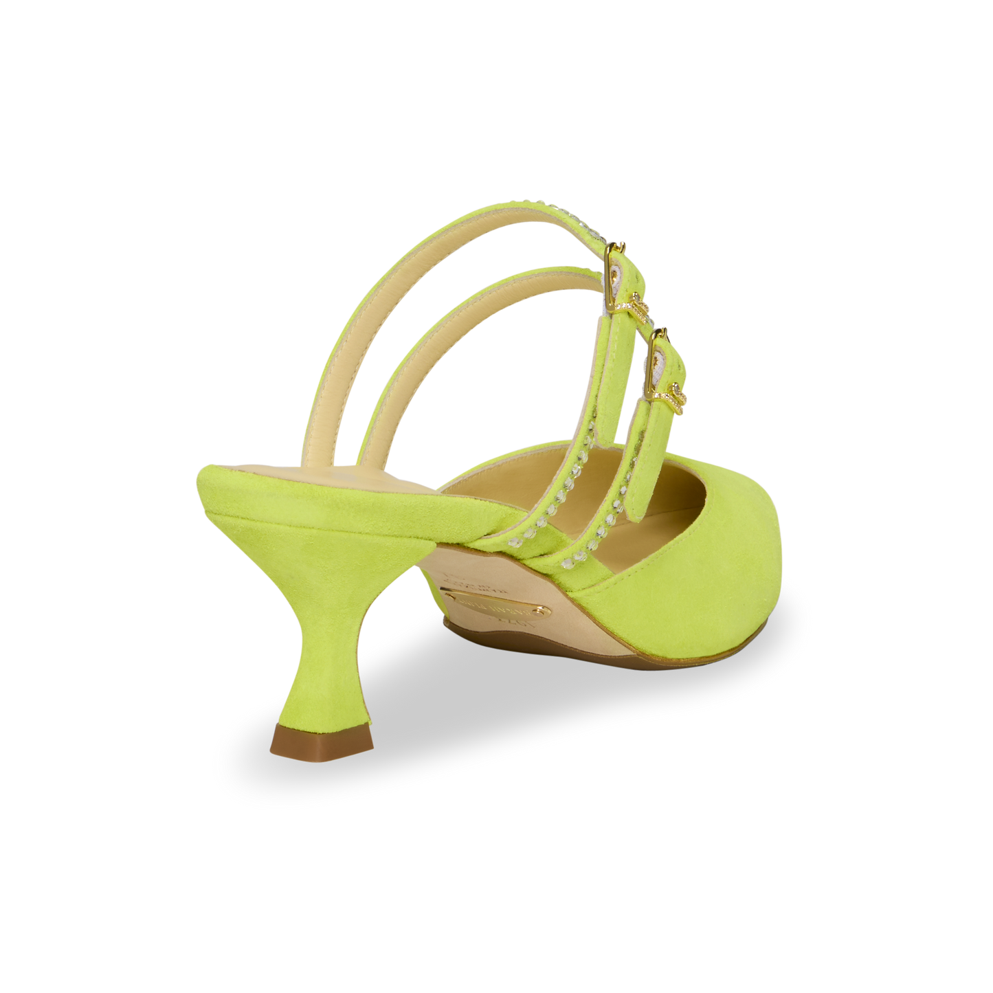 Perfect Shiffon Kitten Mule 50 in Optic Yellow Suede