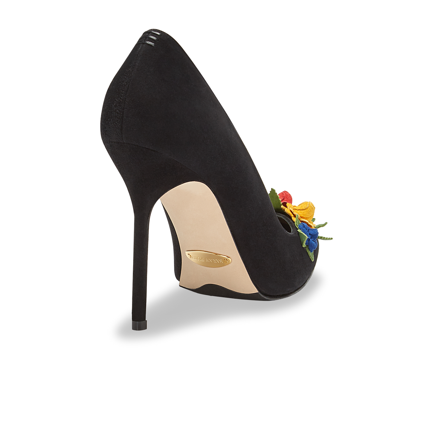 100m Italian Made Pointed Toe Pump in Black Suede Still Life
