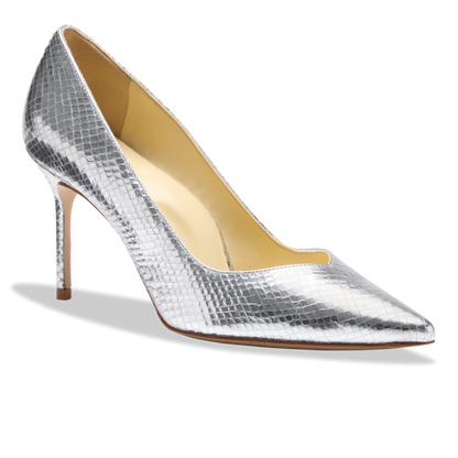 Perfect Pump 85 in Silver Embossed Snake