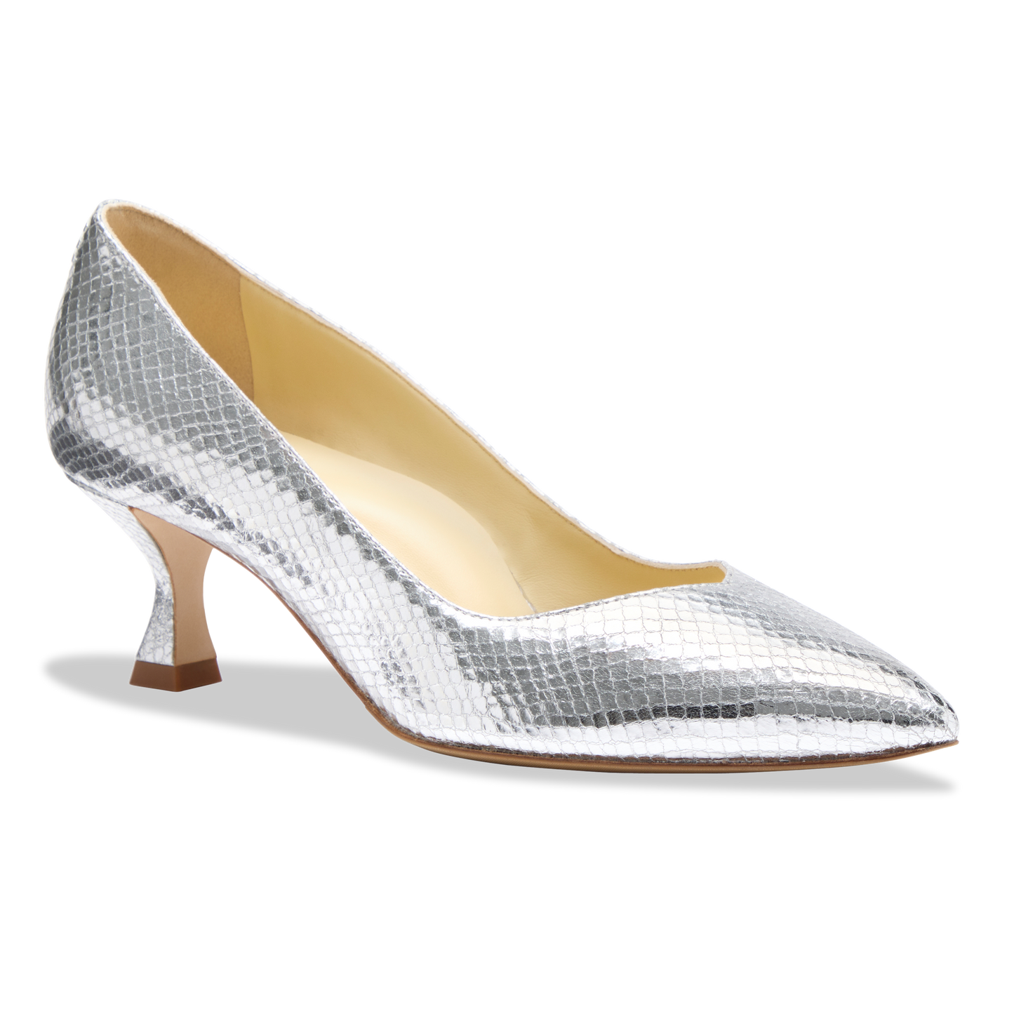 Perfect Kitten Pump 50 in Silver Embossed Snake