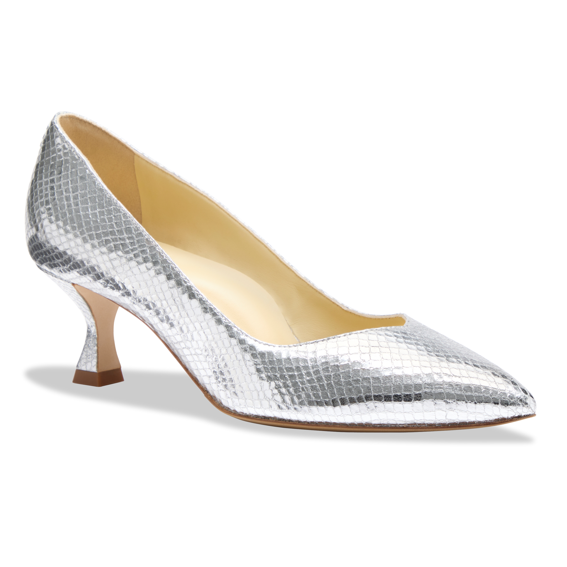 Perfect Kitten Pump 50 in Silver Embossed Snake