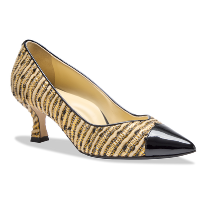 Perfect Kitten Pump 50 in Black and Gold Boucle