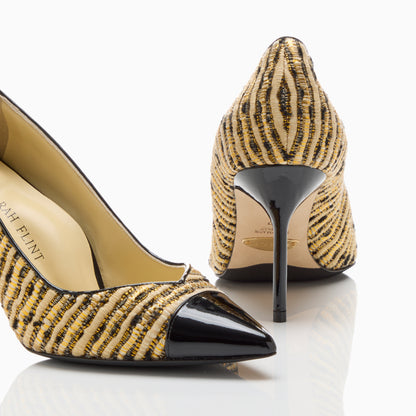 Perfect Pump 85 in Black and Gold Boucle