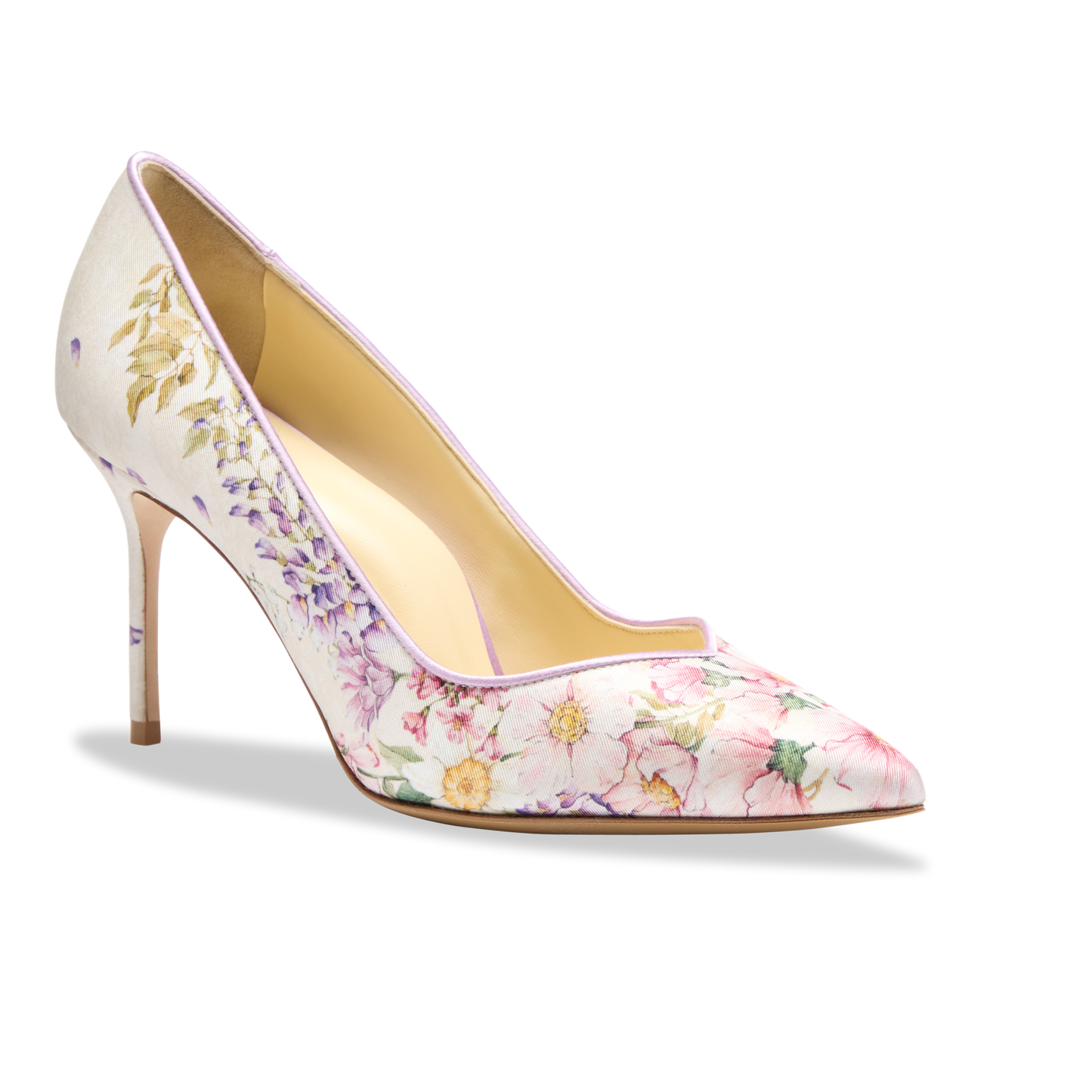 Perfect Pump 85 in White Floral Silk