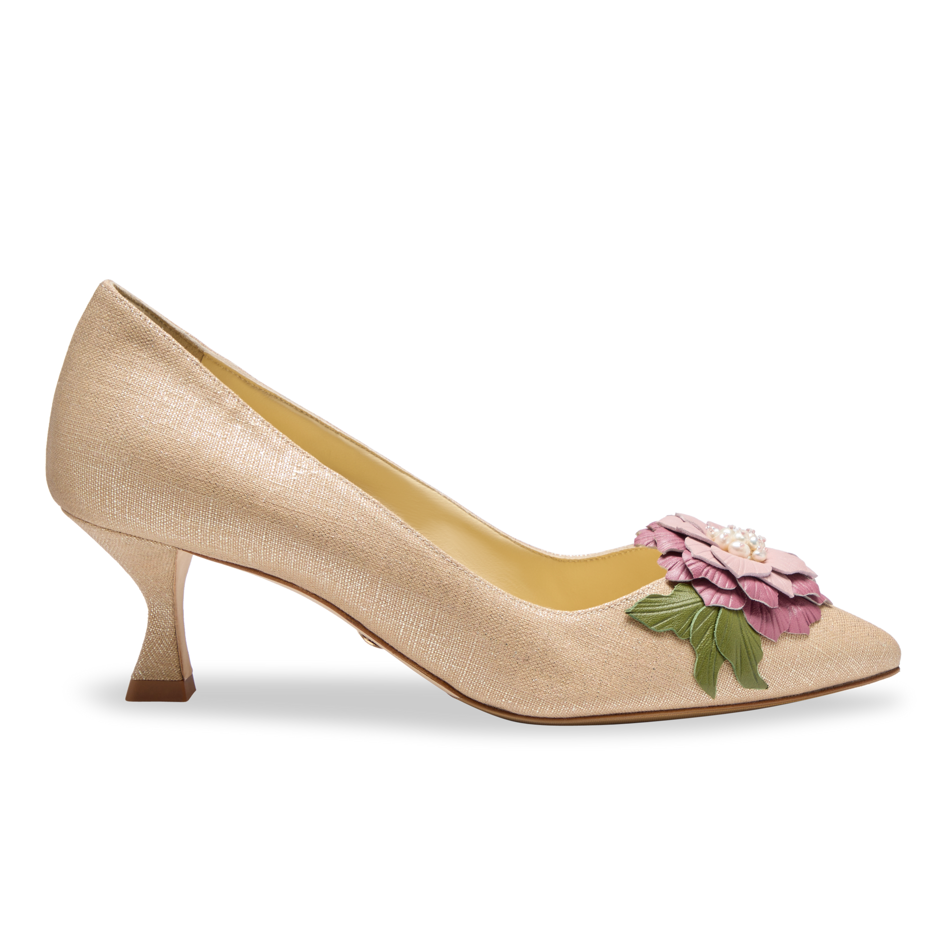 Perfect Kitten Pump 50 in Light Gold Linen