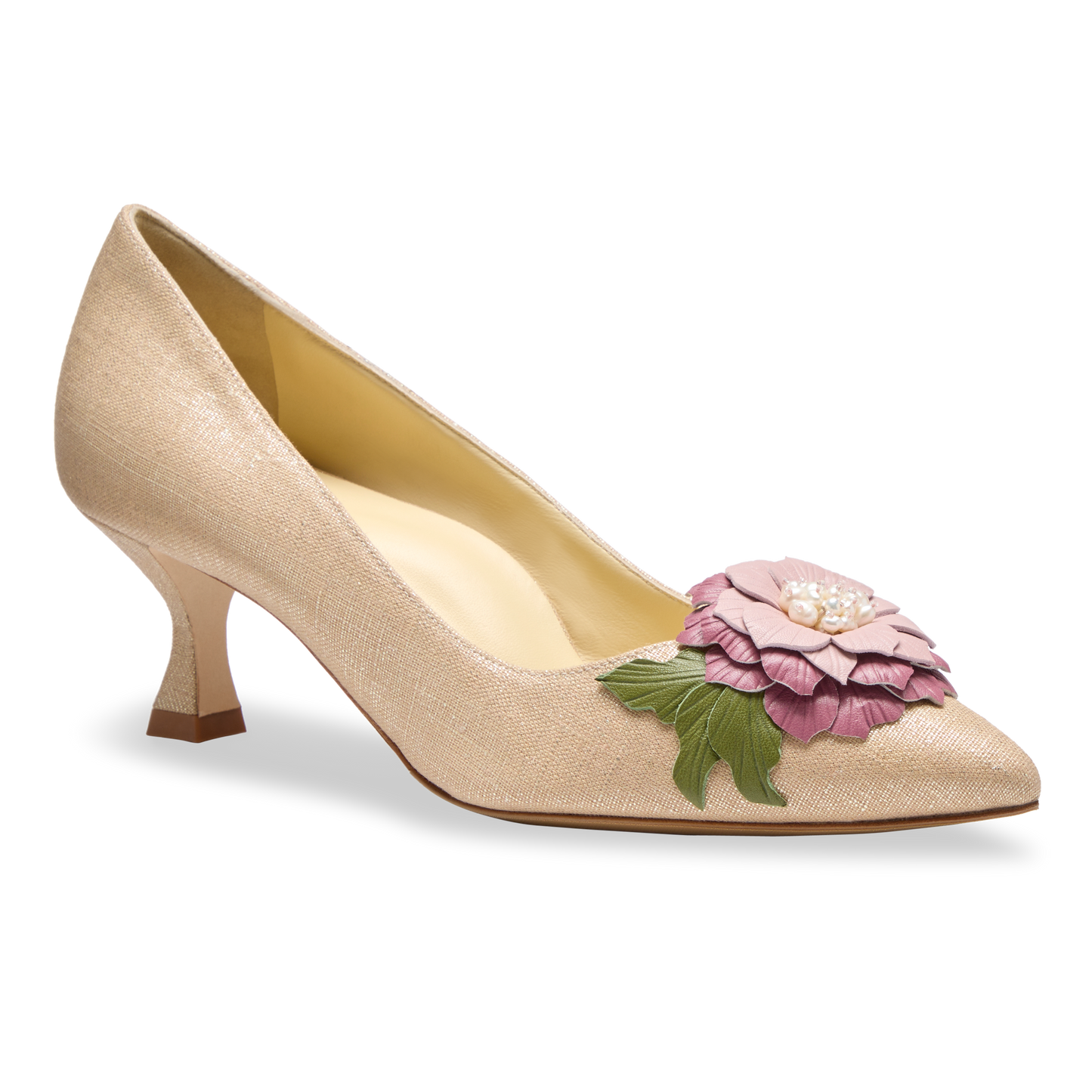 Perfect Kitten Pump 50 in Light Gold Linen