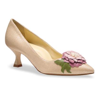 Perfect Kitten Pump 50 in Light Gold Linen