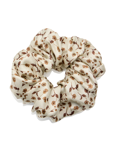 Silk Scrunchie in Sepia Floral Silk
