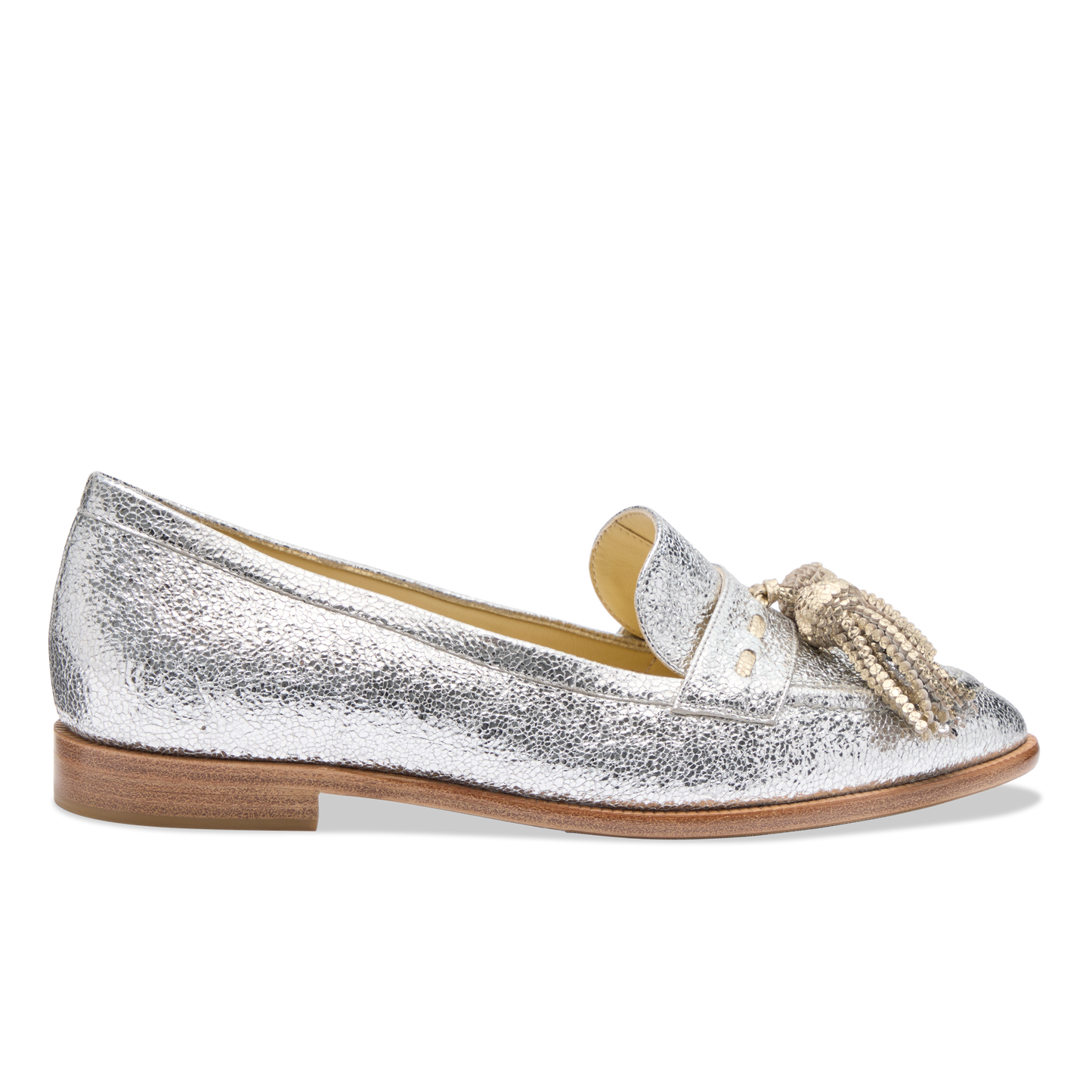 Janet Loafer in Silver Crackle Leather