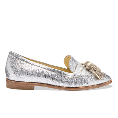 Janet Loafer in Silver Crackle Leather