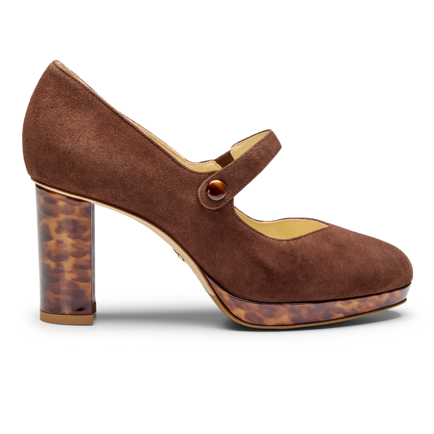 Perfect Mary Jane Platform 85 in Espresso Suede and Tortoise