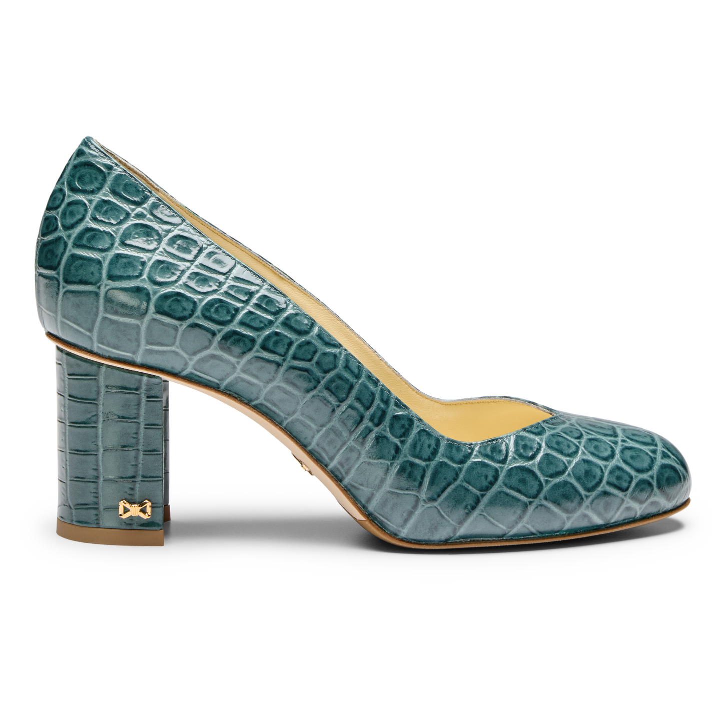 Perfect Round Toe Pump 70 in Emerald Green Croc Embossed Calf