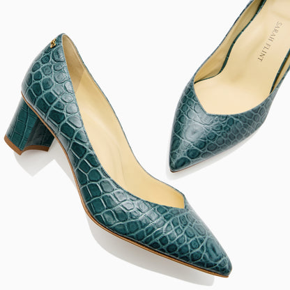 Perfect Emma in Emerald Green Croc Embossed Calf