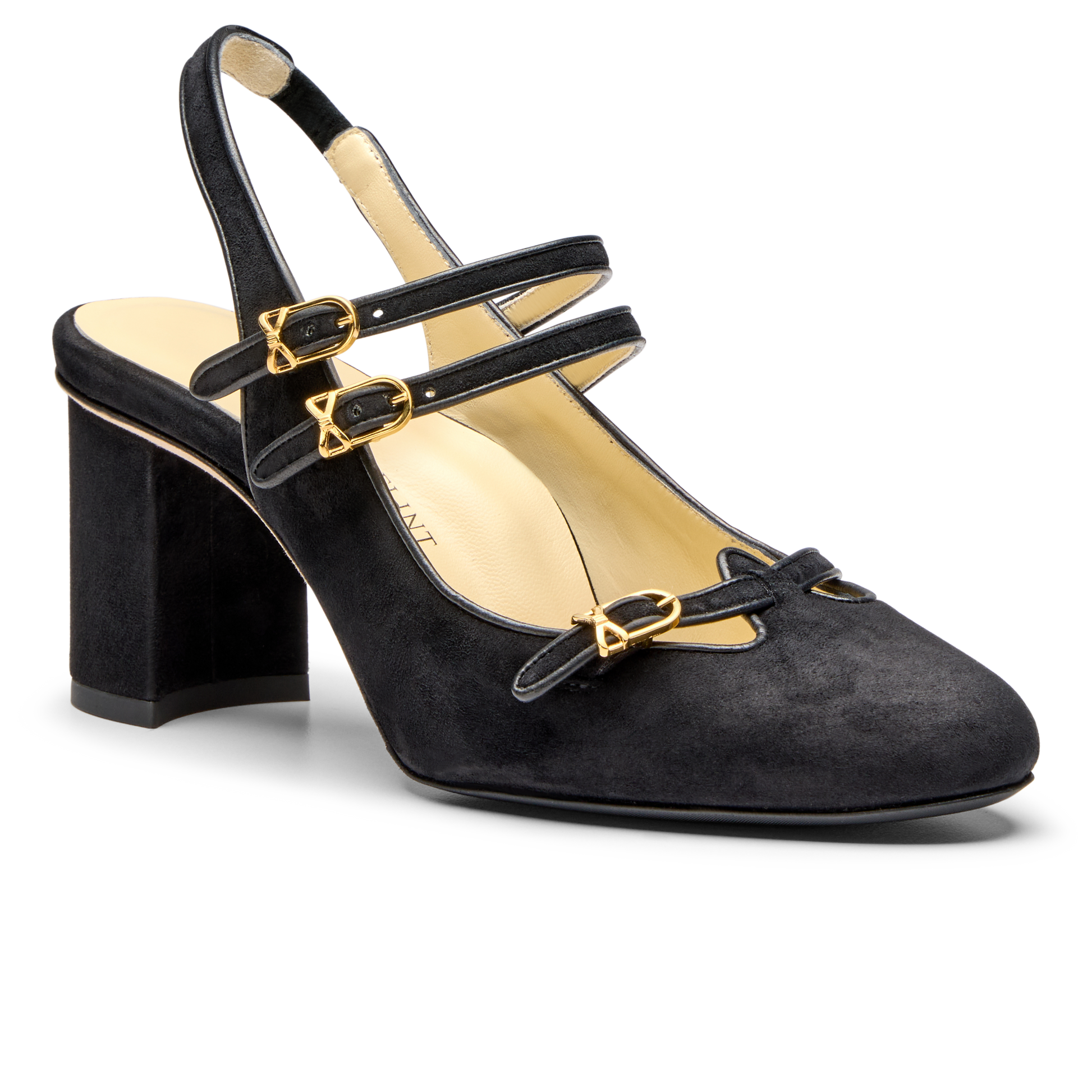 Mary Gail Mary Jane Sling 70 in Black Suede