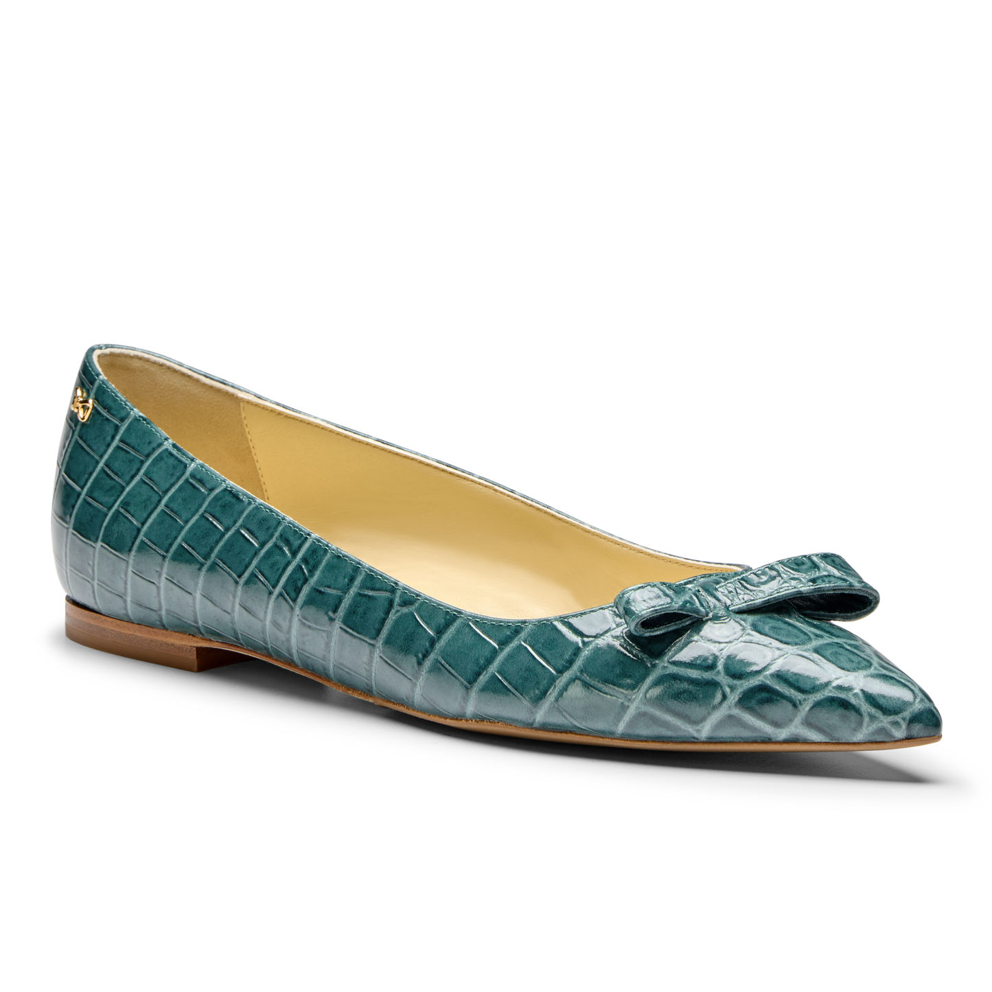 Natalie in Emerald Green Croc Embossed Calf