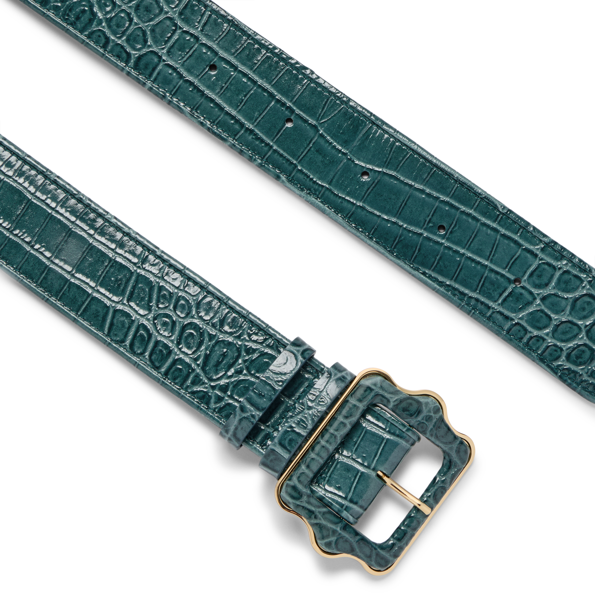 Vienna Belt in Emerald Green Croc Embossed Calf