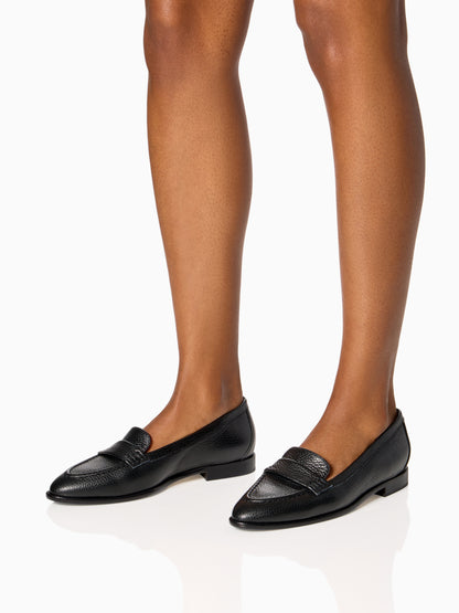 Judy Loafer in Black Pebbled Leather