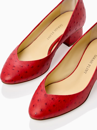 Laurel 30 in Cherry Ostrich Embossed Calf