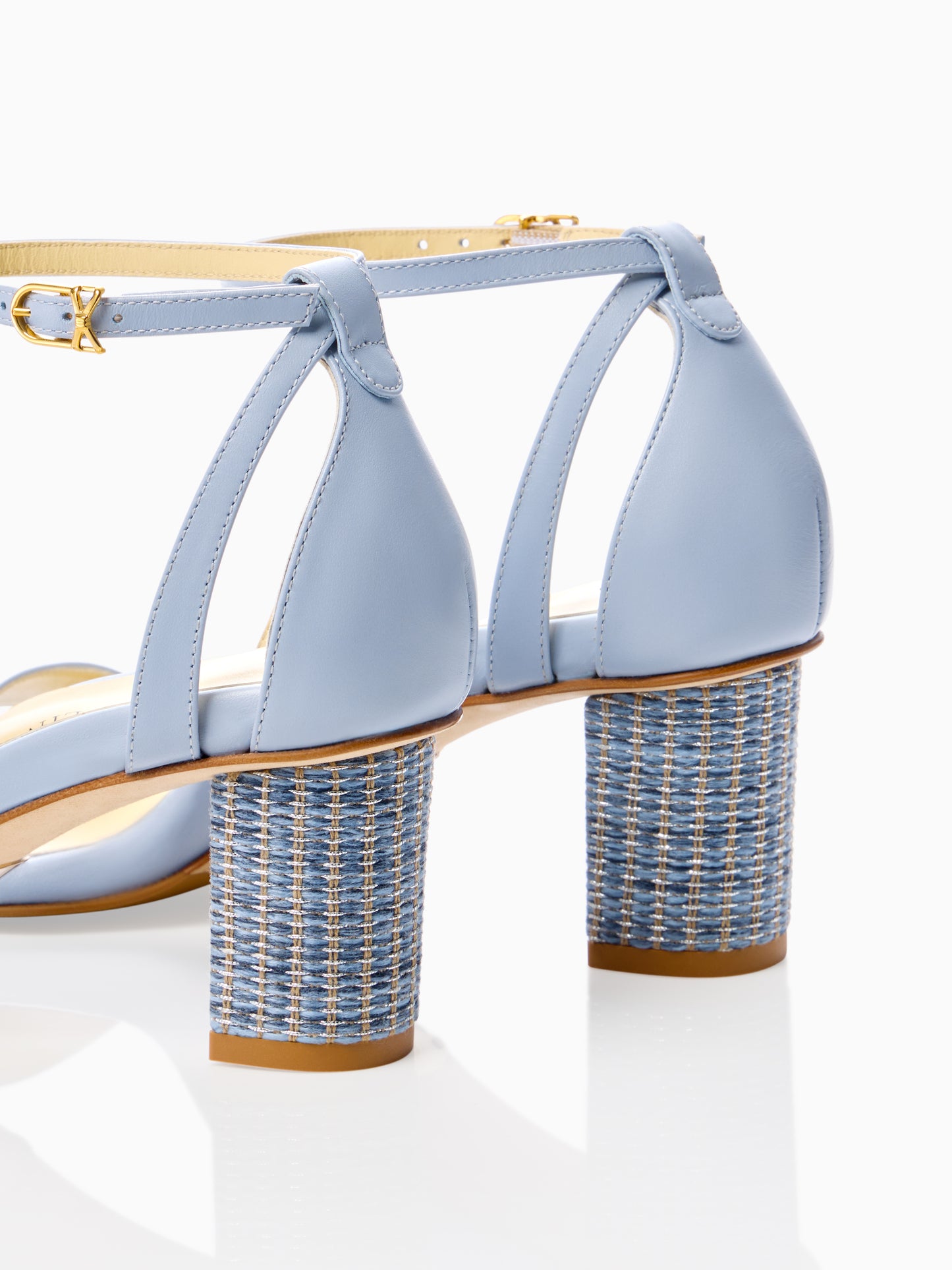 Perfect Block Sandal 60 in Dusty Blue Calf