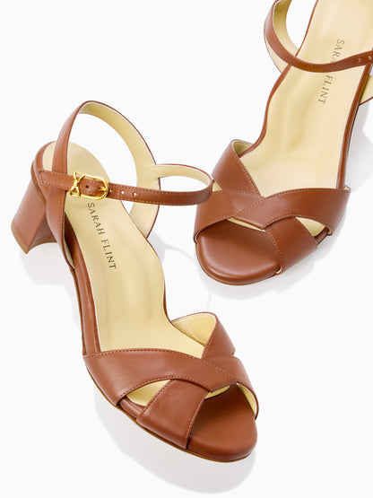 Perfect Crossover Sandal 50 in Cognac Calf