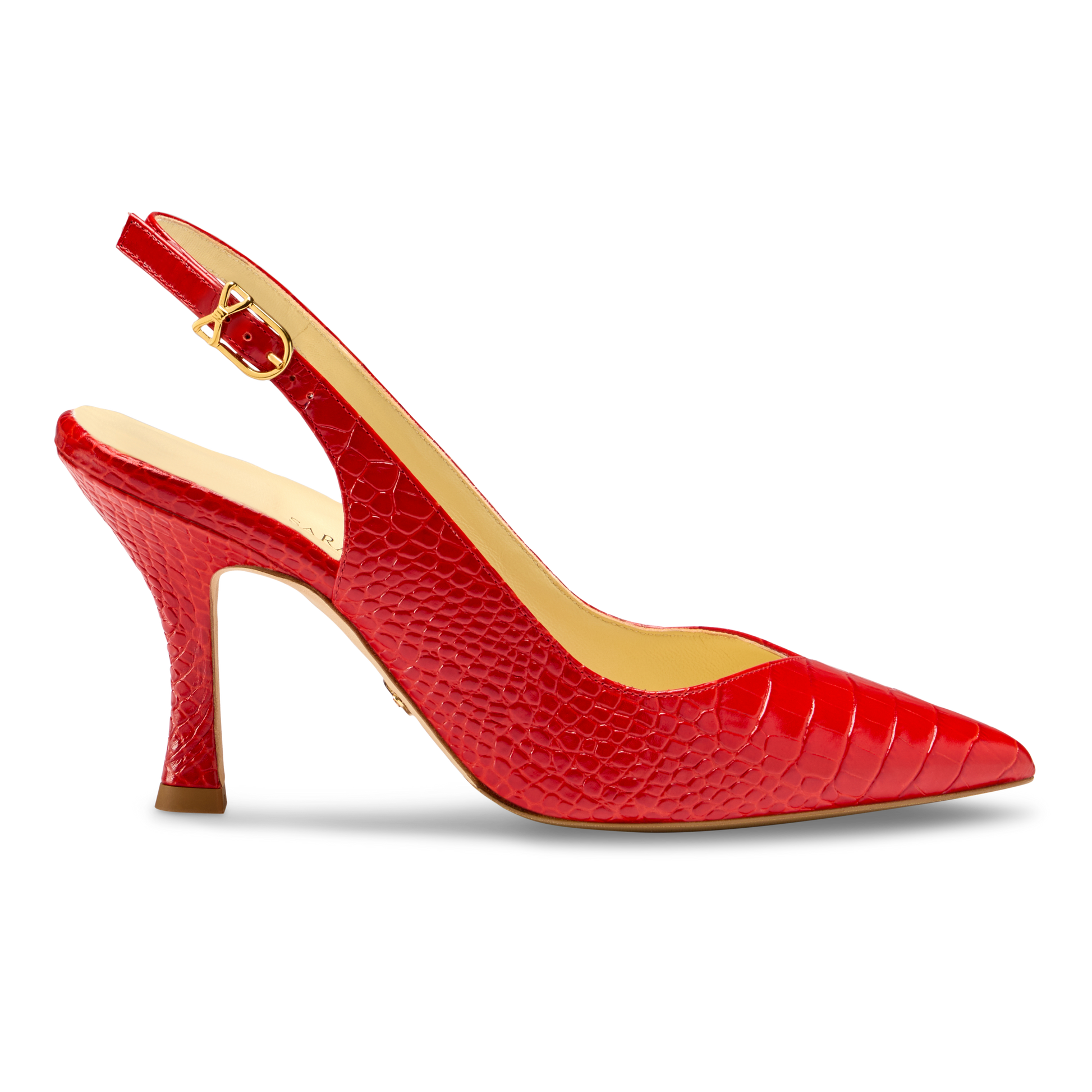 Perfect Sling 85 in Cherry Croc Embossed Calf