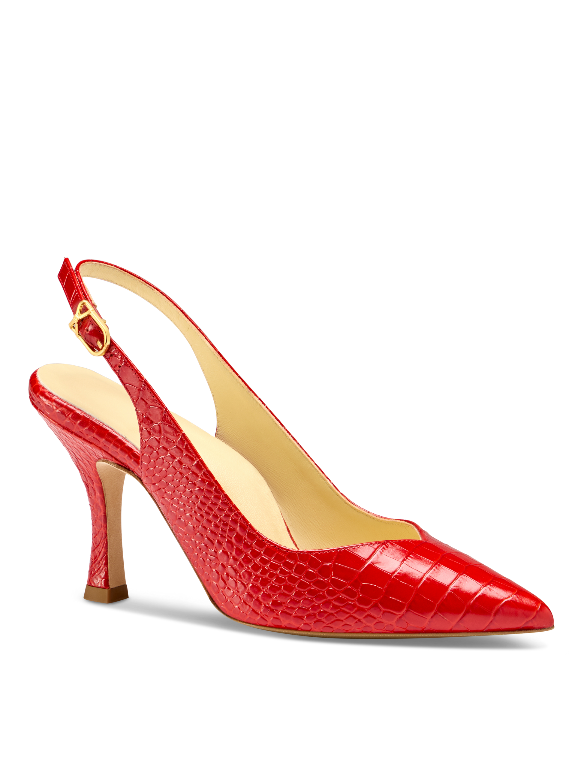 Perfect Sling 85 in Cherry Croc Embossed Calf