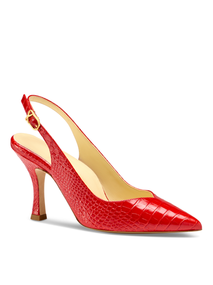 Perfect Sling 85 in Cherry Croc Embossed Calf