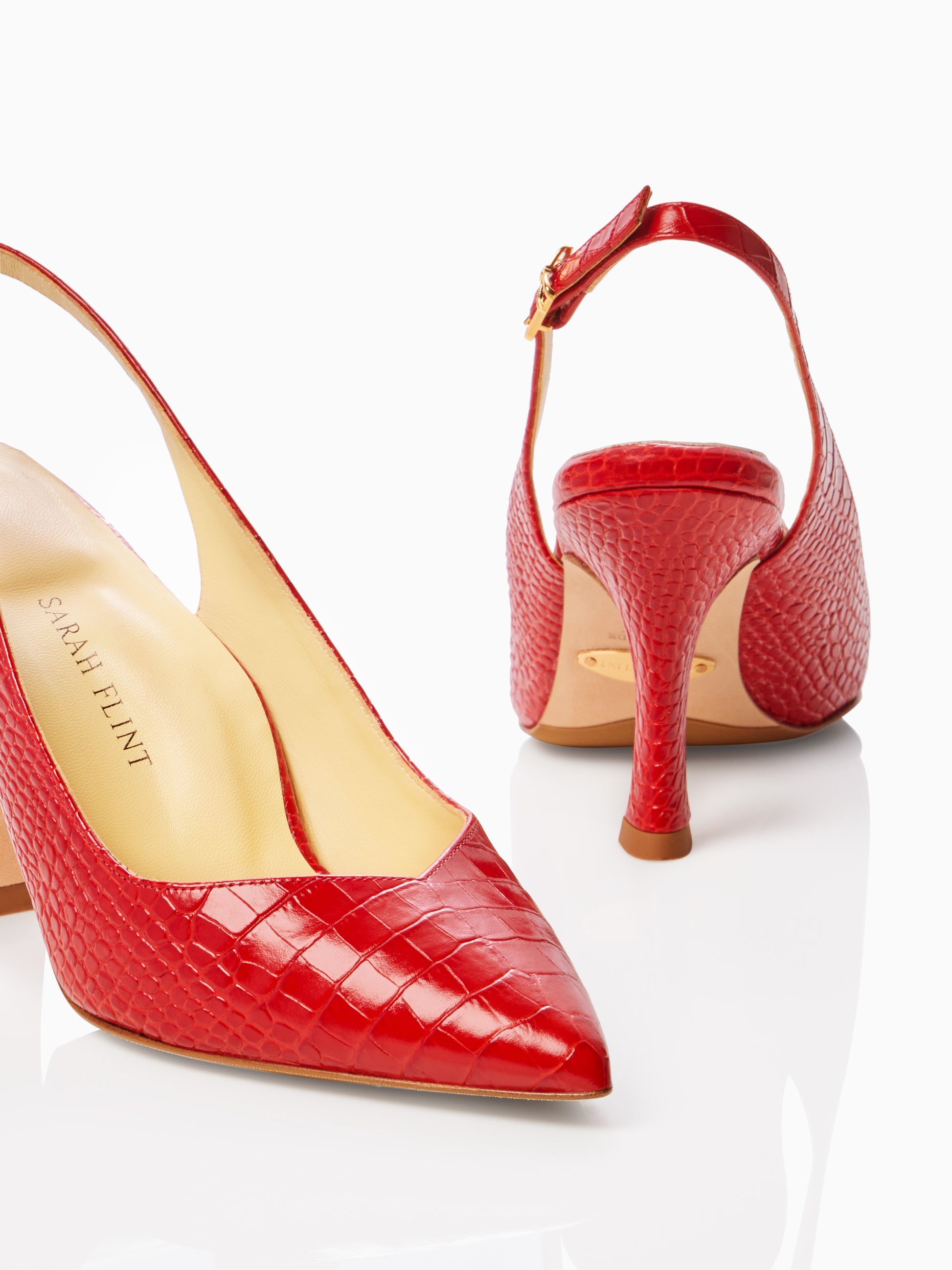 Perfect Sling 85 in Cherry Croc Embossed Calf