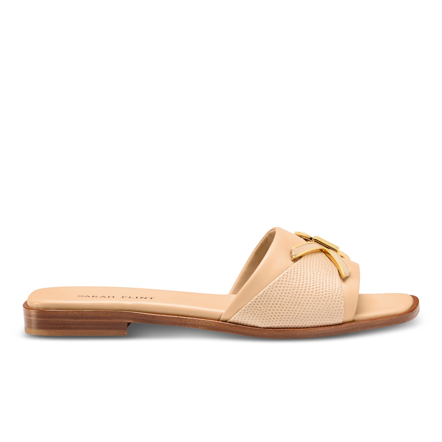 Mirjana Hardware Sandal in Sand Lizard Embossed Calf & Nappa