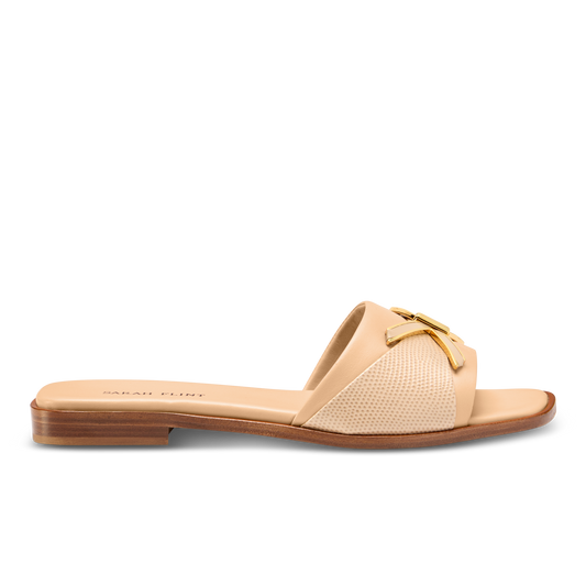 Mirjana Hardware Sandal in Sand Lizard Embossed Calf & Nappa