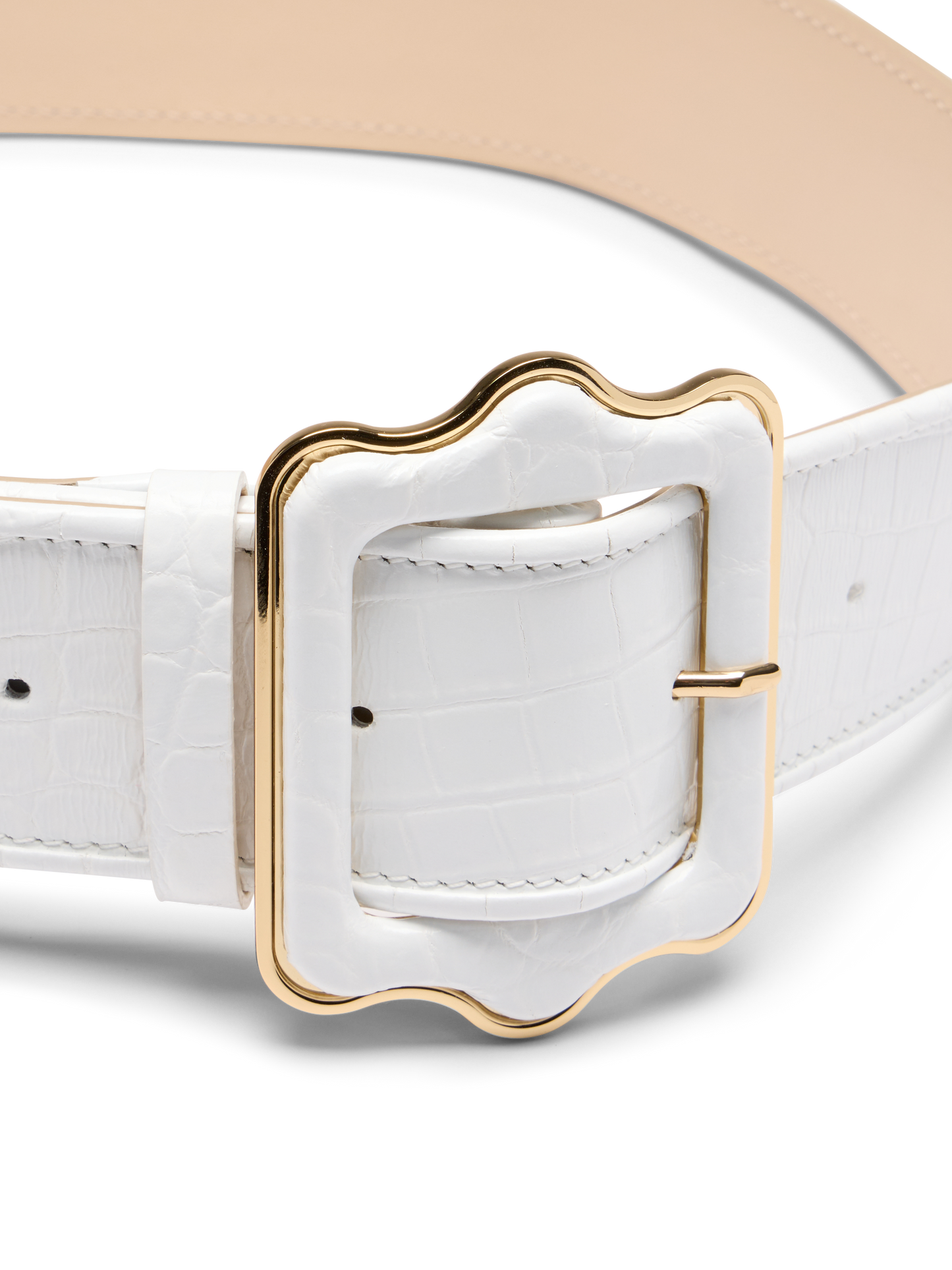 Vienna Waist Belt in White Croc Embossed Calf