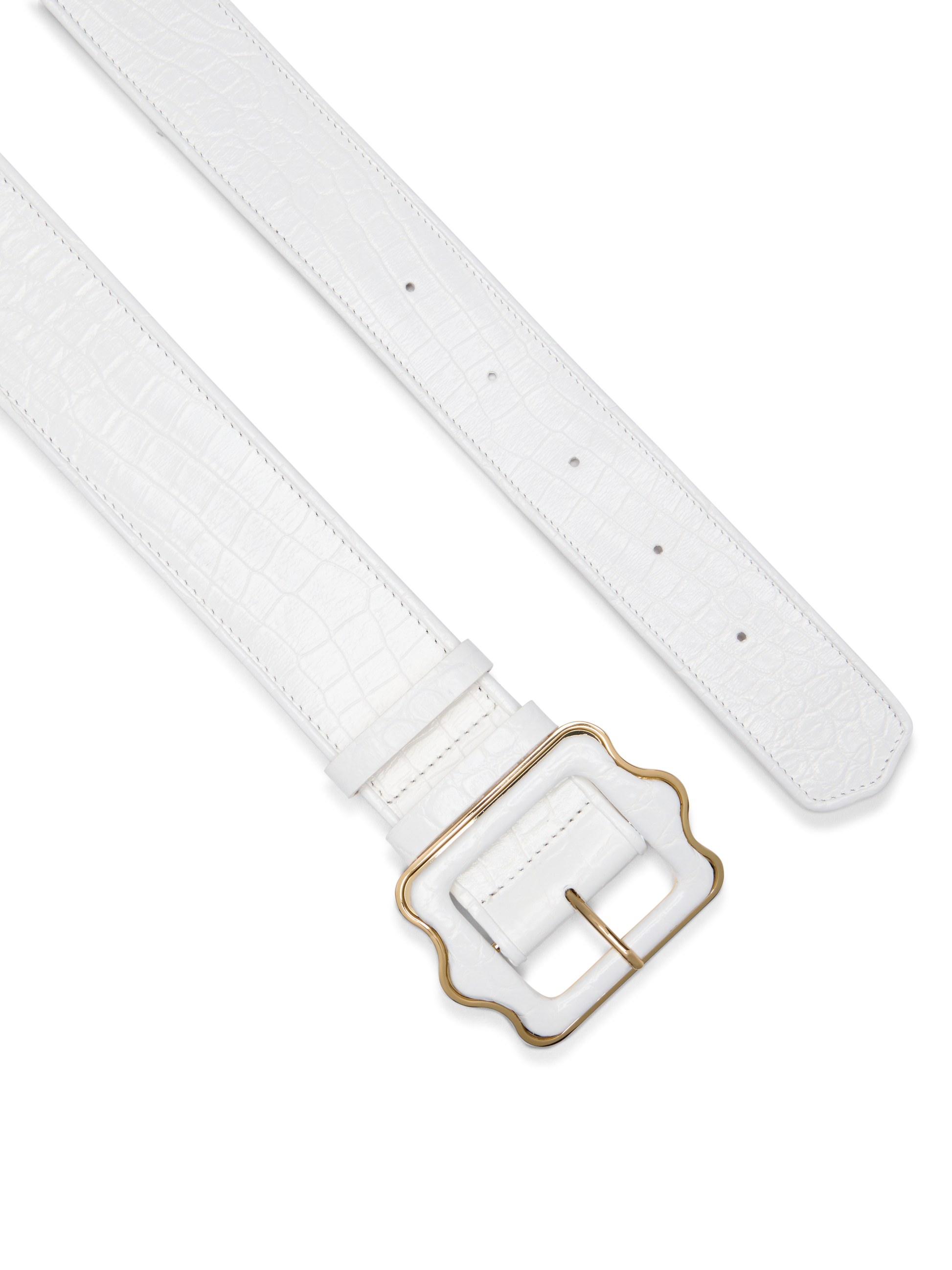 Vienna Waist Belt in White Croc Embossed Calf