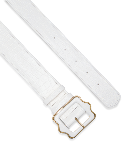 Vienna Waist Belt in White Croc Embossed Calf