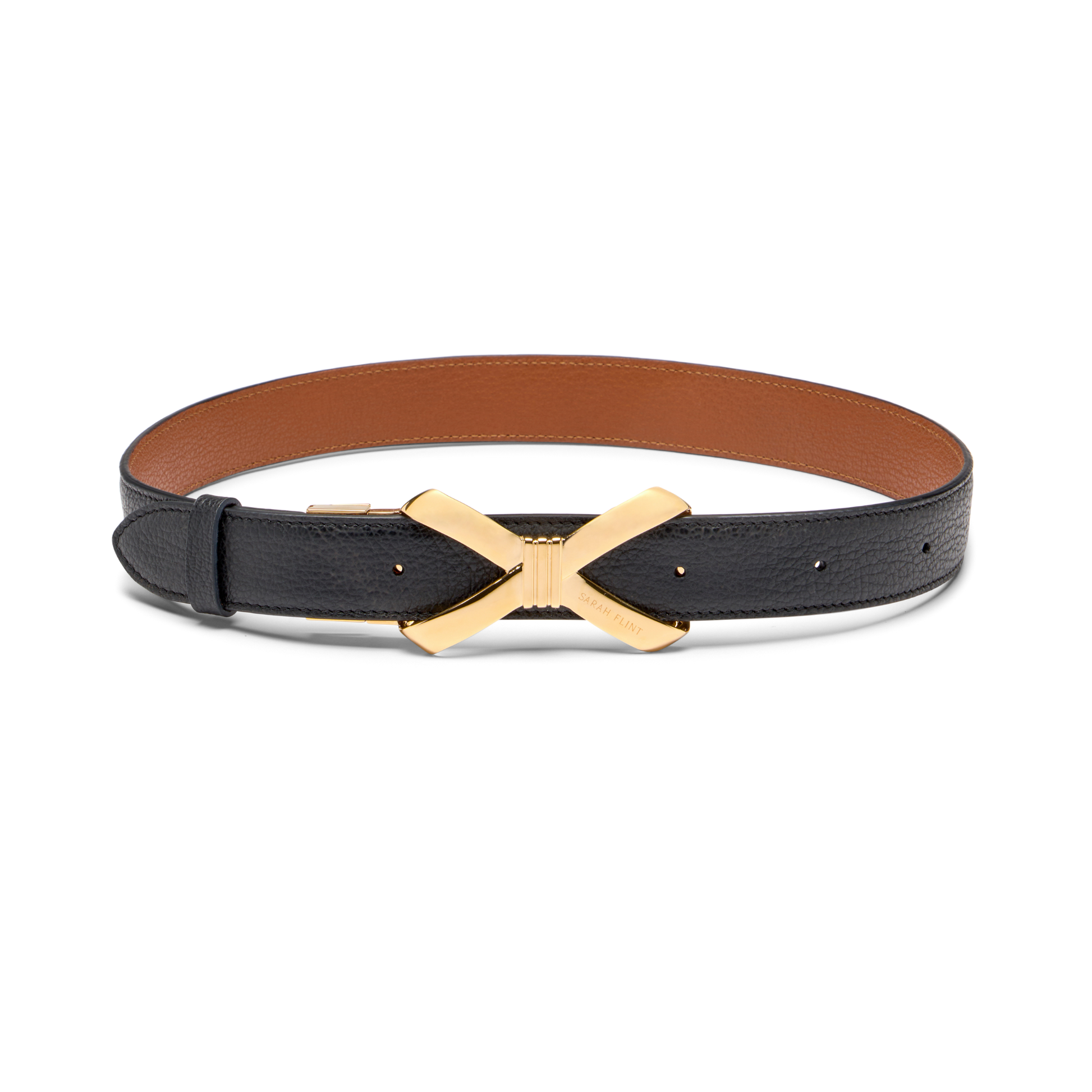 Reversible Mirjana Belt in Black And Cognac Calf