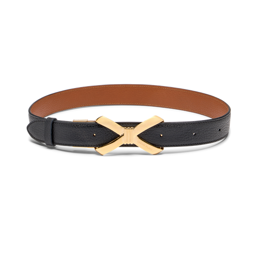 Reversible Mirjana Belt in Black And Cognac Calf