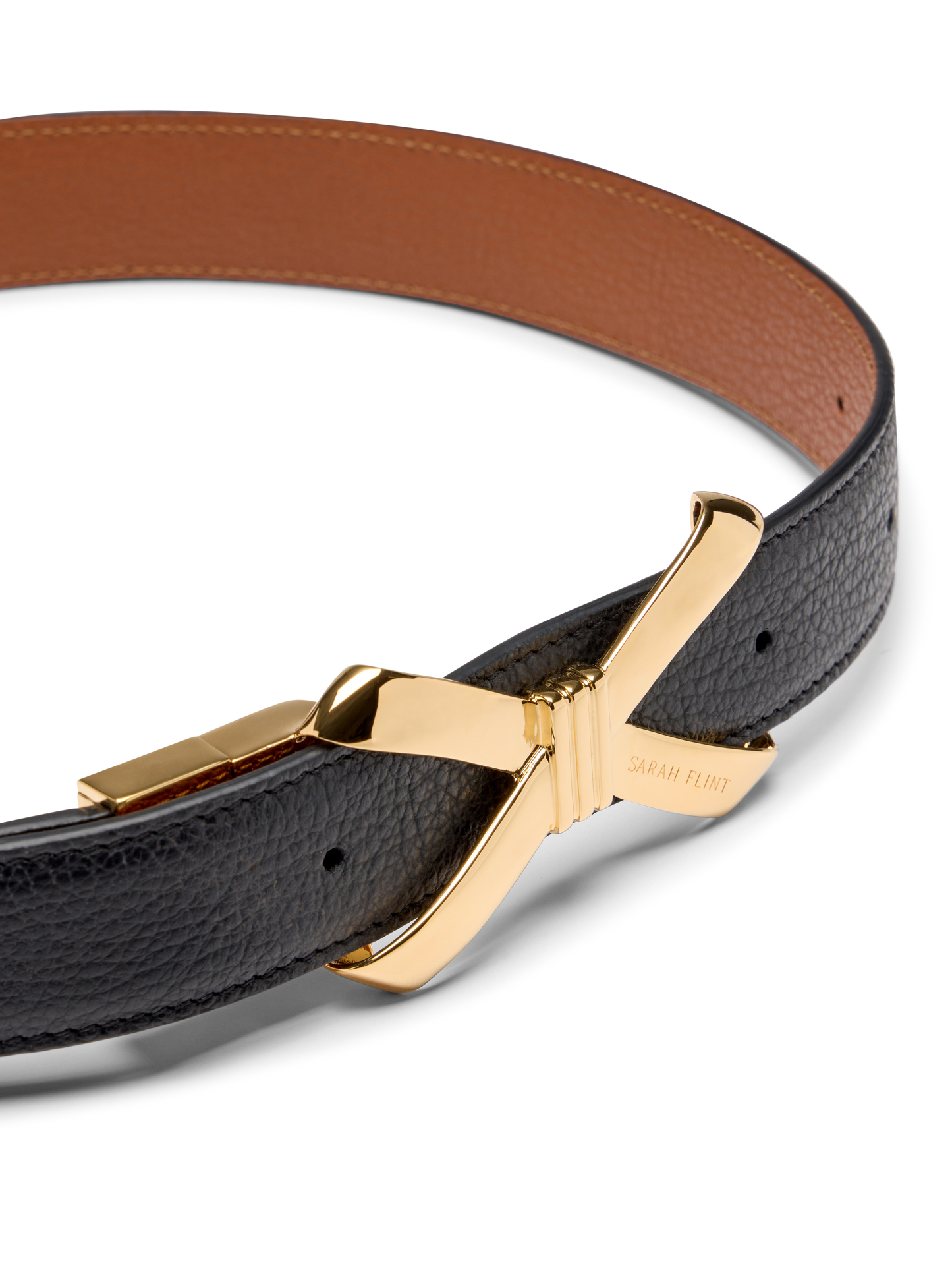 Reversible Mirjana Belt in Black And Cognac Calf