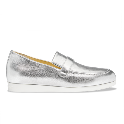 Alysia Sneaker in Silver Textured Saffiano