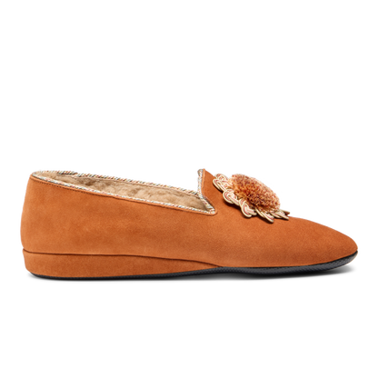 Fireside House Shoe in Cognac Suede