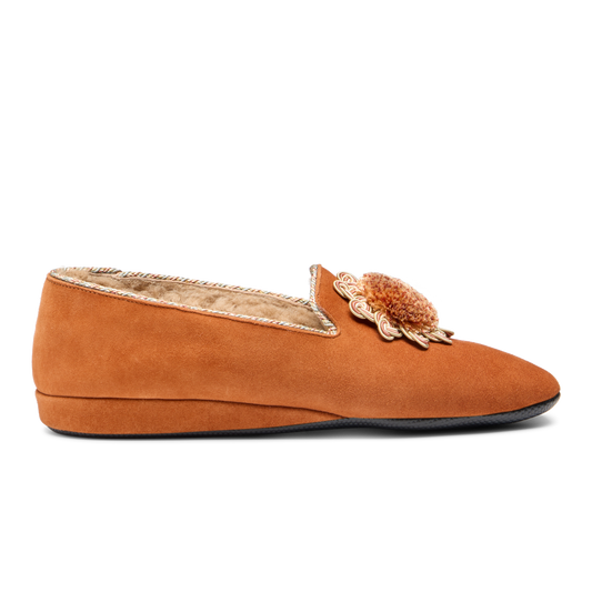 Fireside House Shoe in Cognac Suede