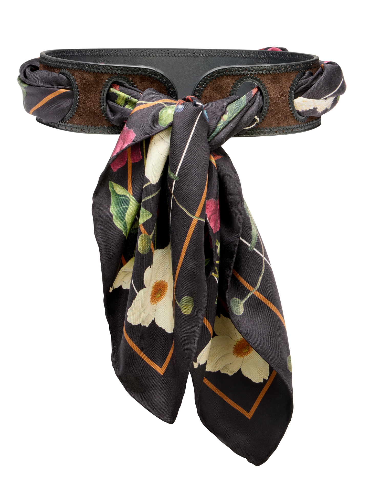 Sarah Flint X Mary Orton Reversible Scarf Belt in Black Calf And Deep Espresso Crosta