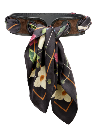 Sarah Flint X Mary Orton Reversible Scarf Belt in Black Calf And Deep Espresso Crosta