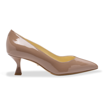 Perfect Kitten Pump 50 in Dusty Brown Patent