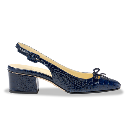Perfect Kendra 45 in Navy Croc Embossed Calf