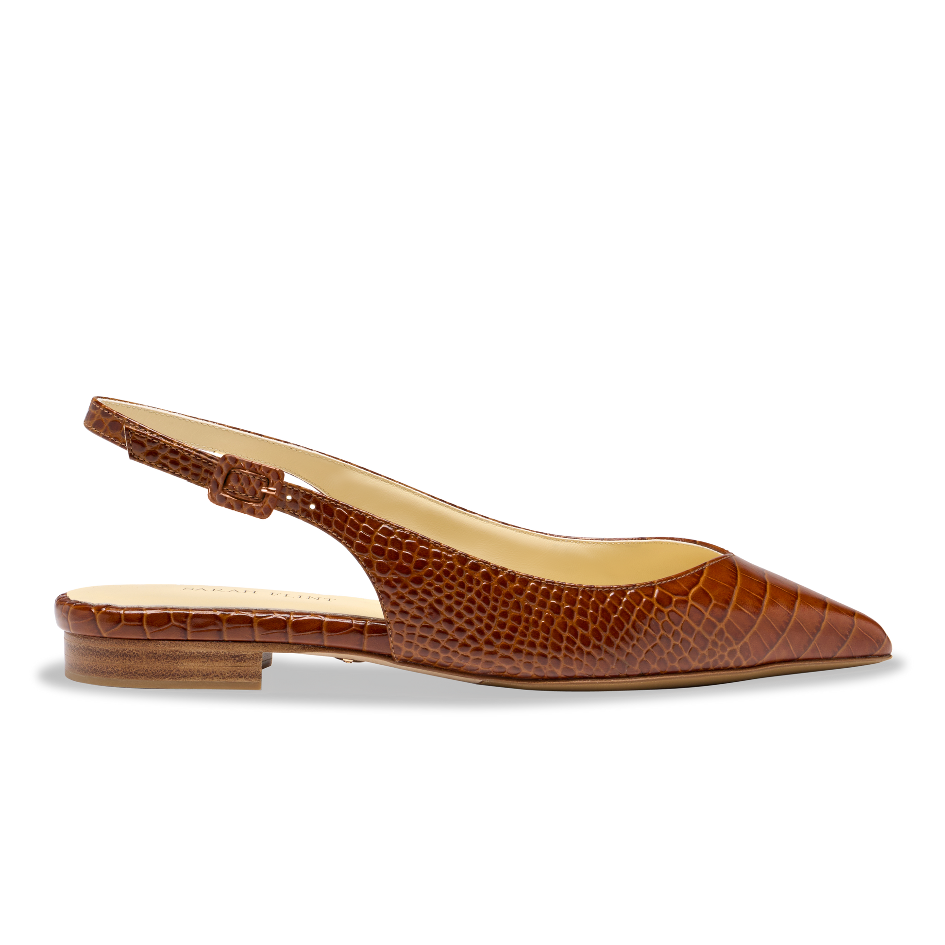 Stella in Cognac Croc Embossed Calf