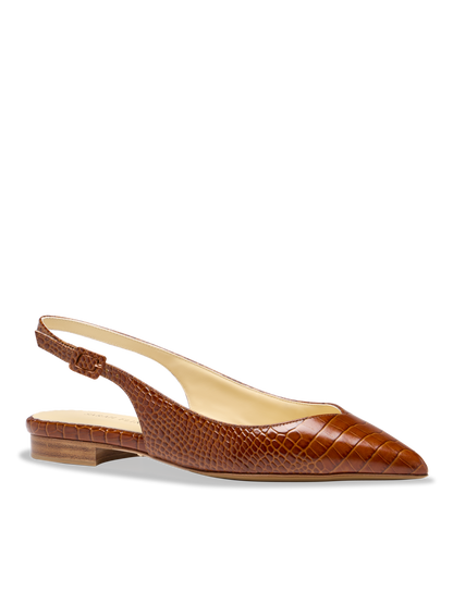 Stella in Cognac Croc Embossed Calf