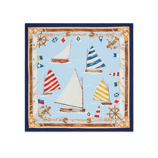 Beetle Cat Scarf 90 in Blue Nautical Silk