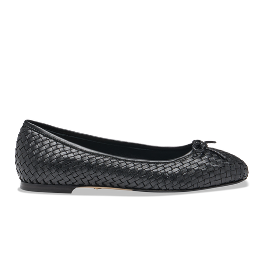 Perfect Ballet Flat in Black Woven Calf