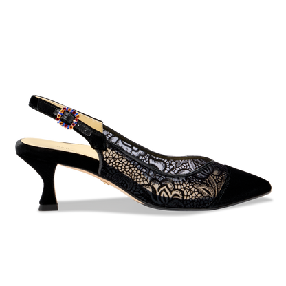 Perfect Kitten Sling 50 in Black Lace Velvet