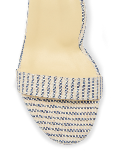Perfect Block Sandal 60 in Navy Striped Linen